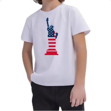 Imagem de Camiseta Infantil Estatua Liberdade Silhueta Bandeira EUA - Alearts, 8
