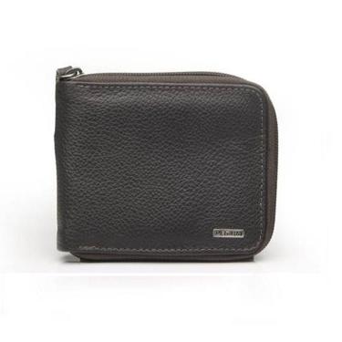 Imagem de Carteira Pegada Masculina Em Couro C/ Ziper Marrom escuro