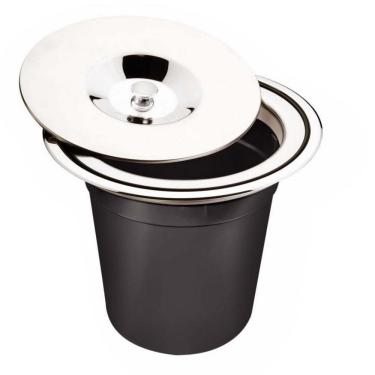 Imagem de Lixeira De Embutir Tramontina 5 Litros Tampa Clean 94518/005 Preto Com Inox