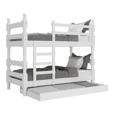 Imagem de Treliche Madeira Maciça Vira 2 Camas Com Colchões Inclusos Porto Multimóveis Cr35108 Branco Branco
