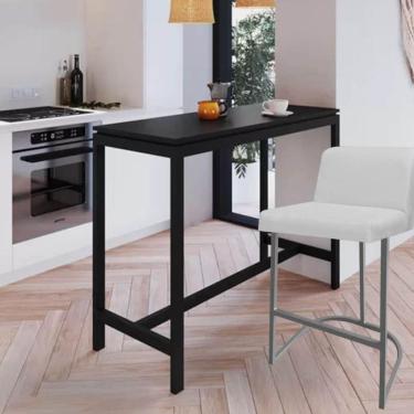 Imagem de Kit 10 Banquetas Com Encosto Confort Bistrô Cozinha Ferro Cinza Sintético Branco - Amey Decor