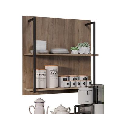 Imagem de Prateleira Industrial Dupla Cozinha Suspenso Painel Parede Eri 70,5cm M12 - D'rossi Cor Freijó