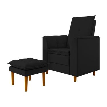 Imagem de Poltrona Decorativa Amamentação Reforçada Puff Alice Veludo preto