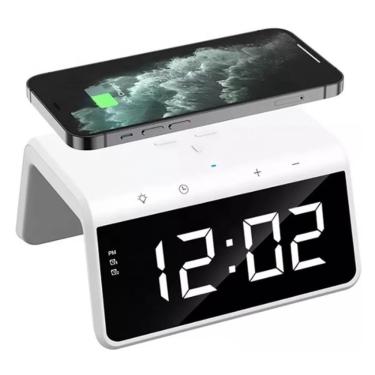Imagem de Carregador Indução + Relógio Despertador (branco)