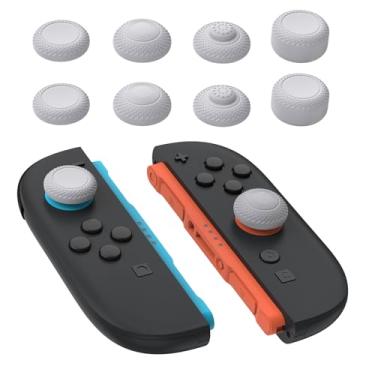 Imagem de PlayVital 8-in-1 Pro Thumb Grips for Nintendo Switch 2 | 4 Heights(5-10mm) Joystick Caps for FPS/RPG | Ergonomic Design Silicone Thumbstick Cover Accessories for Joycon 2, New Hope Gray (8-Pack)​