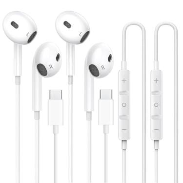 Imagem de Fones de ouvido USB C para iPhone 17 16 15, para iPad Pro 【Pacote com 2】 Fones de ouvido tipo C com controle de volume para fones de ouvido Apple USB C com fio, para Google Pixel 8 7 6A 5 para Samsung