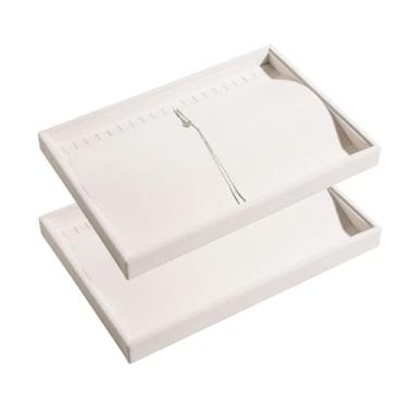 Imagem de Justsoso Conjunto De 2 Bandejas Empilháveis Veludo Bege Para Colar E Joias, Estojo Grande Armazenamento, Caixa Organizadora Gaveta Casa Ou Loja, Venda Em Loja