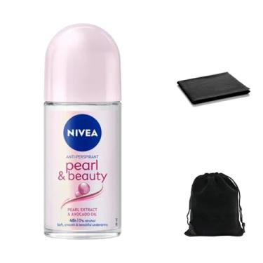 Imagem de NIVEA Pearl & Beauty Antitranspirante Roll-On, Proteção 48 Horas, Axilas Macias E Suaves, Frescor Duradouro, 50 Ml, Para Todos Os Tipos De Pele, Inclui Bolsa Viagem Pano Limpeza