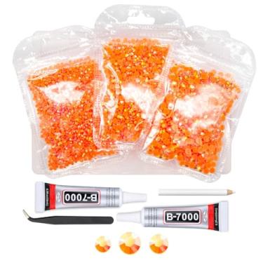 Imagem de qiipii Strass De Resina Ab Laranja Neon Com Cola Para Joias B7000 Artesanato Deslumbrante 3 Mm 4 5 Vermelho Fundo Plano Pedras Gelatina Diamantes A Granel Unhas Rosto Olhos Maquiagem Copos Garrafas