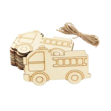 Imagem de Xonzmmk Pacote Com 30 Recortes De Caminhão Bombeiros Madeira 4" Inacabados, Enfeites Para Pendurar, Etiquetas Presente Decoração Festas Em Casa