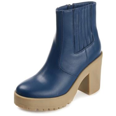 Imagem de Journee Collection Bota feminina Riplee com bico amêndoa plataforma no tornozelo, Azul, 34