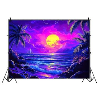 Imagem de 2,1 x 1,5 m, mar, praia, pôr do sol, pano de fundo tropical à beira-mar, coqueiro, palmeiras, cenário, paisagem, pôster, sala de estar, dormitório, casamento, aniversário, festa de bebê, bandeira