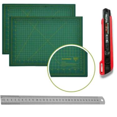 Imagem de Kit Base Corte A3 Patchwork + Estilete Premium + Régua 30cm - Berto Av