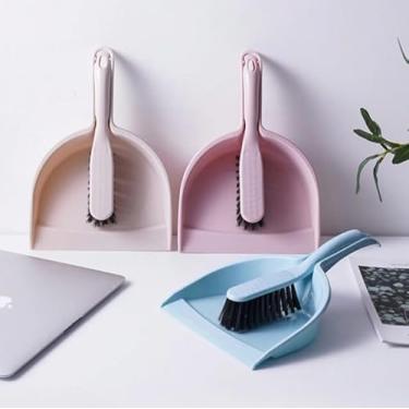 Imagem de Kit Para Limpeza Escova Mini Vassoura com Pá De Lixo Pazinha Multiuso Limpeza Profunda (Azul)