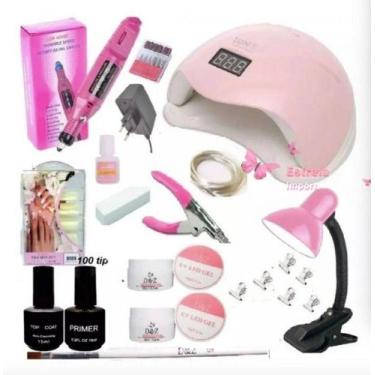 Imagem de Kit Unha Gel Acrigel Profissional Lixadeira Cabine Luminaria - OEM