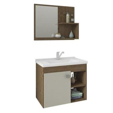 Imagem de Conjunto Armário Para Banheiro 100% MDF Bia Com Espelheira E Pia Mgm M