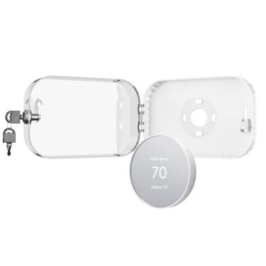 Imagem de Gedreew Placa de Parede para Termostato 2 Em 1 com Caixa de Bloqueio e Chave, Compatível com O Acessório de Termostato Google Nest 2020 Trim Kit, Tampa Da Caixa de Bloqueio Ac com (, Transparente)