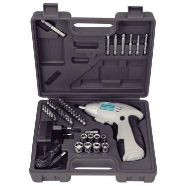 Imagem de Parafusadeira Tramontina 1/4" para Uso Doméstico a Bateria Ni-Cd 4,8 V com Maleta - 46 Peças