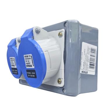 Imagem de Quadro Sobrepor C/ 1 Tomada Ind. N4049 + 1 Tomada Ind. N4249 Cód. S304145 – Steck