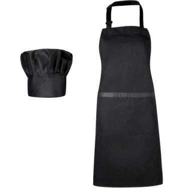 Imagem de Conjunto de avental Chef Costume SATINIOR para mulheres e homens, pret