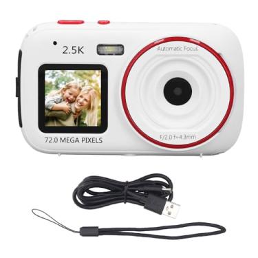 Imagem de Câmera digital 72mp 2,5k tela dupla 16x Zoom digital AutoFocus Anti Shake HD Selfie Câmera para fotografia de viagem VLOGGING ABS BUST IN 750mAH Bateria (Branco)