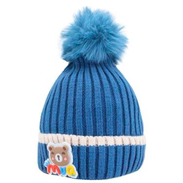 Imagem de Touca Gorro Infantil Azul Ursinho Tamanho Único