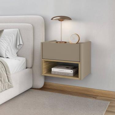 Imagem de Mesa de Cabeceira 1 Gaveta Florença Cinza/Hannover