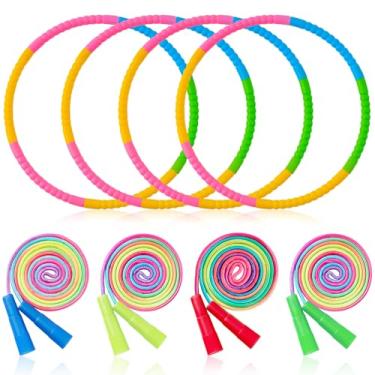 Imagem de Silipull Conjunto de 8 peças de argola removível e corda de pular inclui 4 cordas de pular e 4 argolas de tamanho ajustável, equipamento de presente para exercícios de ginástica (estilo tridimensional