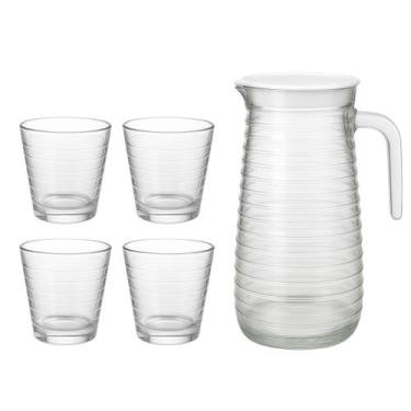 Imagem de Kit 4 Copos 200ml e 1 Jarra 800ml Mesa Posta Bebidas Sucos Água - Dona