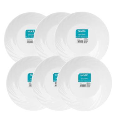 Imagem de Prato Fundo de Vidro Opaline Jasmim 23,5cm 12 Unidades - Nadir 5842 - 