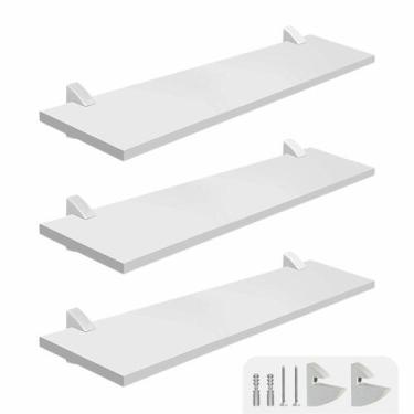 Imagem de kit 3 prateleiras retas decorativas 20 x 60 cm mdf com suporte - pratk