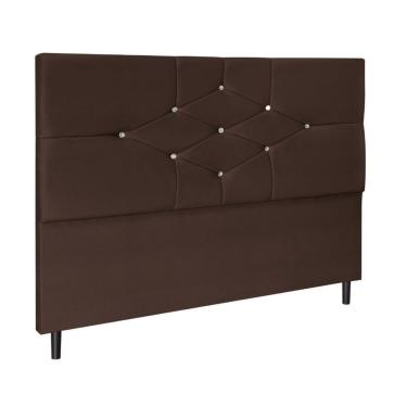 Imagem de Cabeceira para Cama Box Solteiro Camboriú 90 cm Suede Capitonê com Strass Marrom Black...