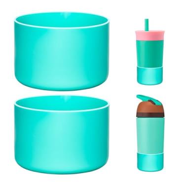 Imagem de Prurex Capa de Bota de Silicone para Stanley 40 Oz Quencher Adventure Tumbler E Iceflow Flip 30 Oz 20 Oz, 2 Peças Stanley Cup Acessórios Tampa de Manga Inferior de Garrafa (Azul-Petróleo)