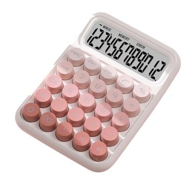 Imagem de LiebeWH Calculadoras Fofas Desktop 12 Dígitos Grande Botão Clear Display Screen Desk Calculator Pequeno Azul Verde Rosa Acessórios de Mesa para Estudantes Contador (Rosa)
