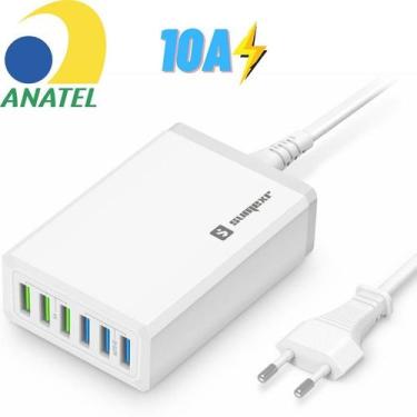 Imagem de Regua 6x Usb Carregador Tomada Hub 10a Turbo Rapido - Sumexr