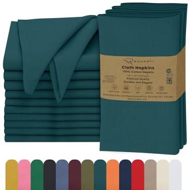 Imagem de RUVANTI Conjunto De 12 Guardanapos Pano Ruvanti, 45X45 Cm, 100% Algodão, Laváveis, Macios E Absorventes, Perfeitos Para Jantares Casamento, Natal Ação Graças - Azul-Petróleo