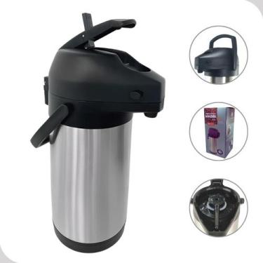 Imagem de Garrafa Termica Inox 2,5L Café Cha Pressão Alça Unitermi