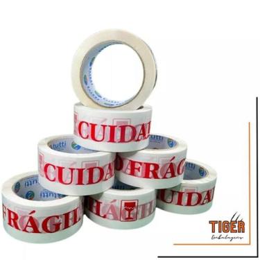 Imagem de 10 Rolo de Fita Adesiva Cuidado Frágil 48mm x 100m 38micras - tiger em