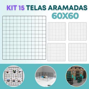 Imagem de Kit 15 Telas Aramada 60x60cm Painel Home Office Mural Recados Planejam