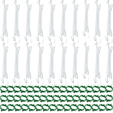Imagem de LEMGUBKP 20 ganchos de suporte de tomate, ganchos J para escalada de plantas, com barbante de 10 metros, 50 peças de clipes de tomate, kit de ferramentas de suporte de treliças de jardim para pepino,