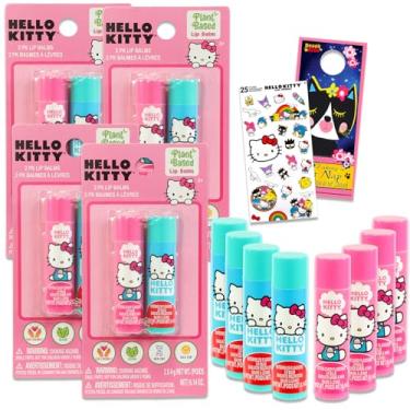 Imagem de Hello Kitty Tubos de protetor labial – Pacote com 8 protetores labiais em sabores variados para lembrancinhas de festa, mais adesivos | Lembranças de festa Hello Kitty