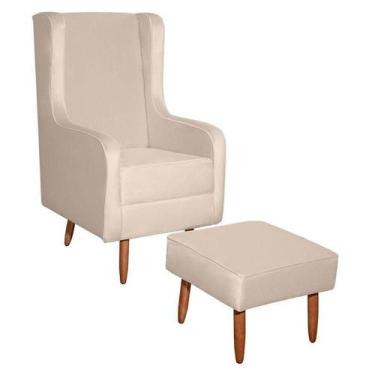 Imagem de Poltrona Amamentação Aquila Com Puff Veludo Off Pés Palito - Fratello 