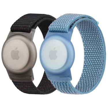 Imagem de Vancle Pulseira infantil para Apple AirTag, capa protetora para rastreador GPS com pulseira de nylon, pulseira de relógio ajustável antiperda para bebês e idosos