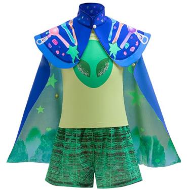 Imagem de Uivic Kids Earth Emissary Costume Boys T-Shirt Shorts and Cape 3 Piece Halloween Cosplay Party Dress Up Outfits (Blue, 3years-4years)