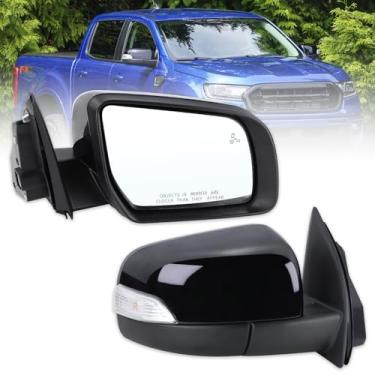 Imagem de Lqito Espelho lateral do passageiro direito serve para Ford Ranger 2019 2020 2021 2022 2023 2024 2025 com vidro elétrico dobrável Power Glass Blind Spot Heated Turn Signal Puddle Light Black Replace