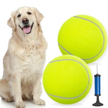 Imagem de ADCSUITZ Bolas de brinquedo para cães – bola de tênis grande de 24 cm, brinquedos interativos para jogar/treinar ao ar livre/interno, bolas infláveis de borracha de tamanho grande divertidas para cães pequenos, médios e grandes