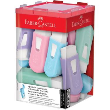 Imagem de Borracha Branca Tons Pastel C/apontador 24unid Faber-Castell