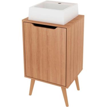 Imagem de Gabinete para Banheiro 45 cm Cuba Quadrada 1 Porta Retrô