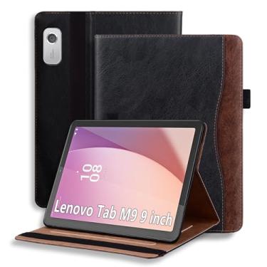 Imagem de TIPOYOROOS Capa para Lenovo Tab M9 22.9 cm 2023 / Nook Lenovo Tablet 22.9 cm 2024, capa inteligente com bolso e porta-lápis, couro PU empresarial com slot para cartão para TB-310FU, preta