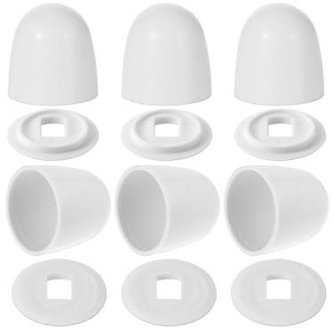 Imagem de 6 pacotes de tampas de parafuso de vaso sanitário universais, tampas de parafuso de vaso sanitário altas, tampas de parafusos de vaso sanitário brancas tampas de parafusos de assento de vaso sanitário